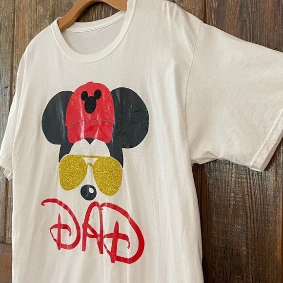 Disney Mens Sz M White Mickey Mouse Rayban Sunglasses Dad T-Shirt - Picture 4 of 5